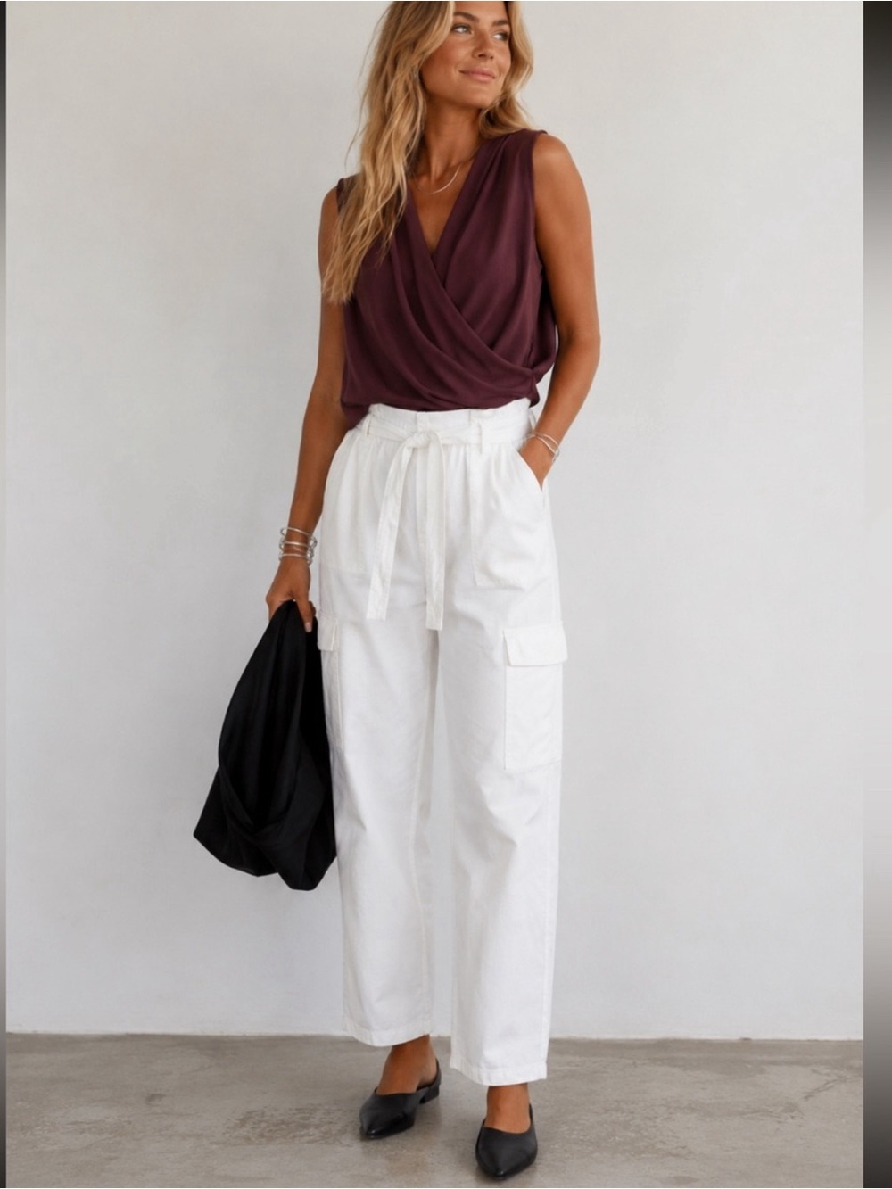Sz 10 StitchFix Sanctuary travel paper bag pant in white